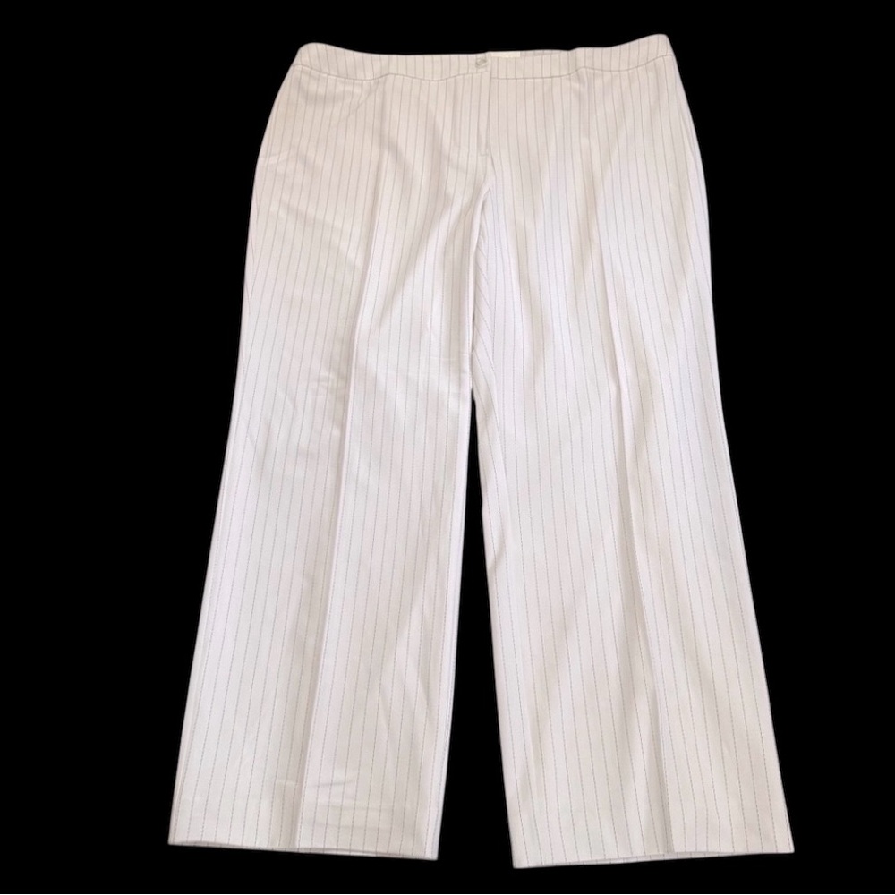 Laura Plus Wide Leg Trouser Pant Size 20 Cream and Black Pinstripe Contour Waist